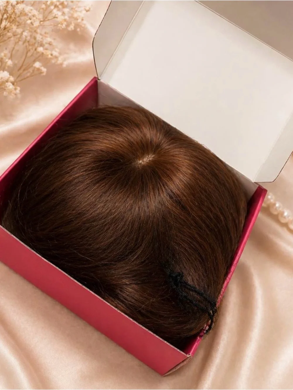 100 % real human hair topper chest nut color